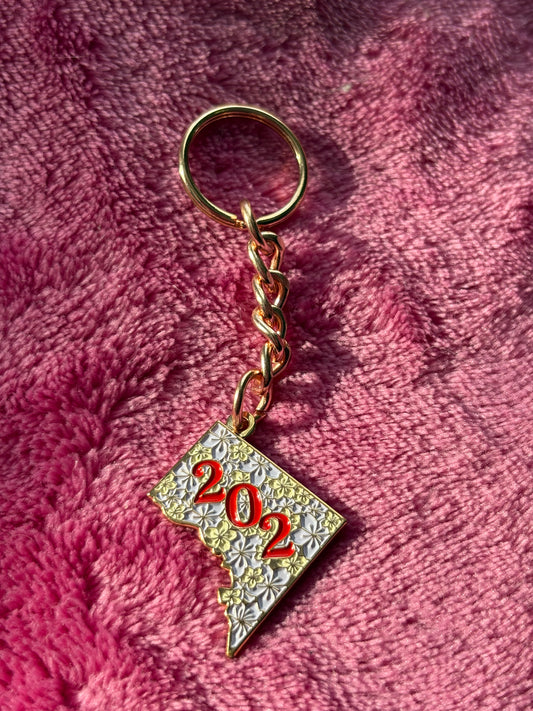 Washington DC 202 Cherry Blossom Keychain